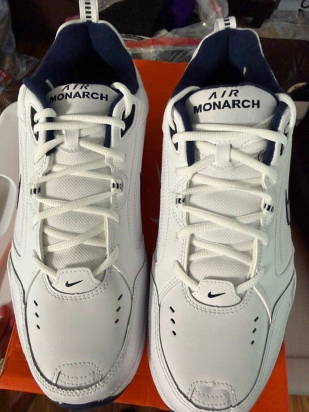 Nike Air Monarch IV White Navy Men’s Size 14 Training Sneakers
